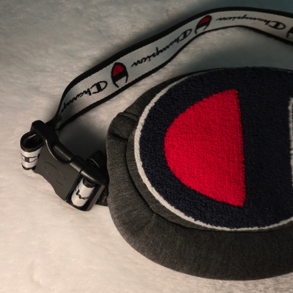 Champion Prime Waist Bag Heather Grey Chenille Logo Fanny Pack Adjustable Strap - Picture 4 of 5